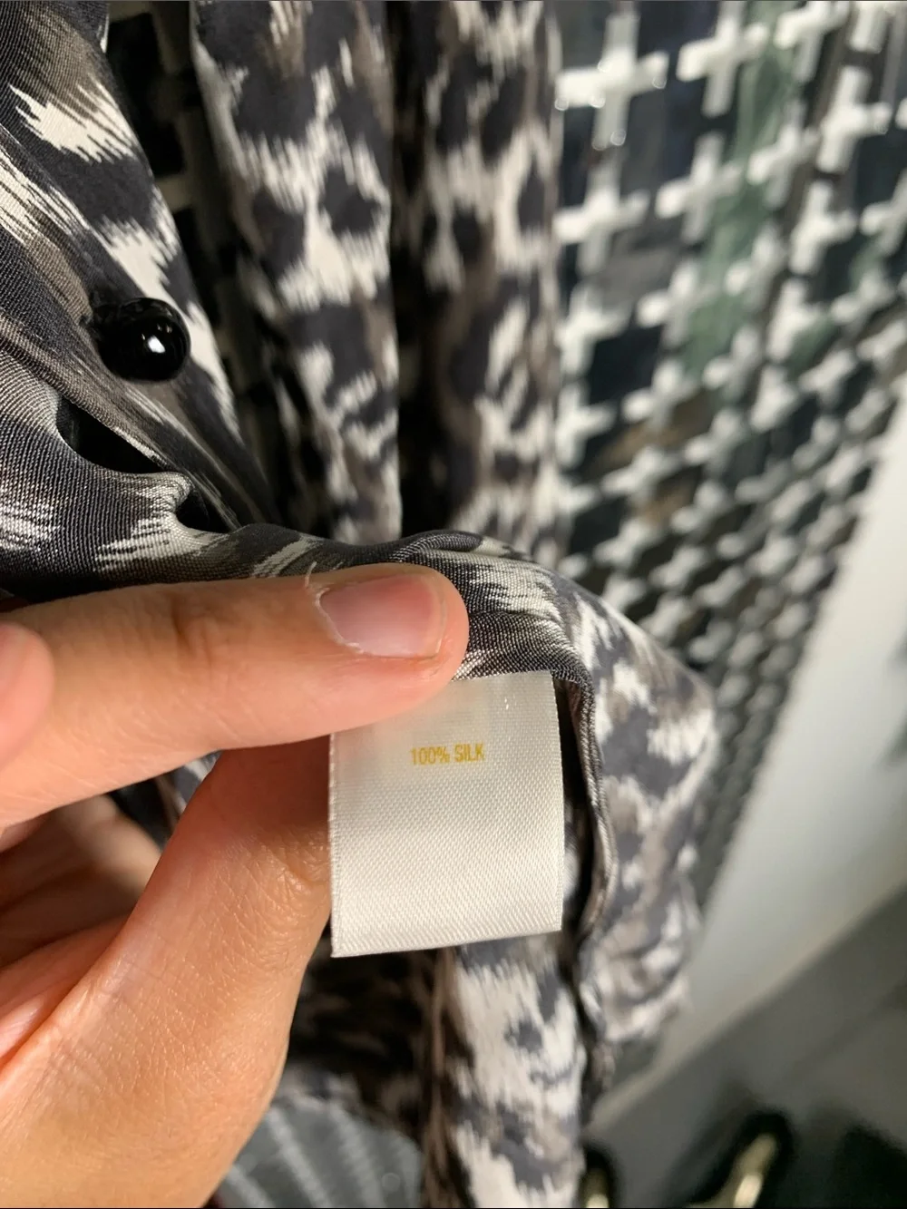 kate spade Black & Cream Leopard-Print Button Blouse